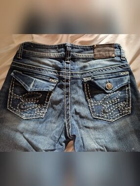 Y2K Low Rise Boot Cut Ethanol Brand Jeans, Missing One Back Button, Size 7